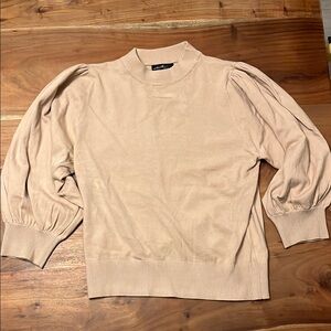 Beige Puff Sleeve Sweater